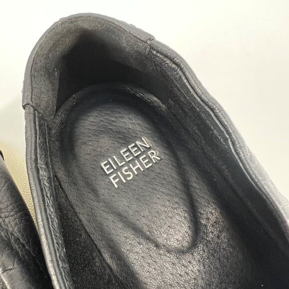 Eileen Fisher‎ Sydney Slip-On Black Leather Sneaker Flats  Drawstring Size 7.5 - Picture 8 of 12